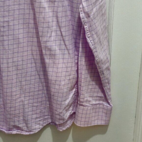 Tattersall London Long Sleeve Dress Button Shirt - 15.5  34/35 Pink with Purple - Picture 9 of 12